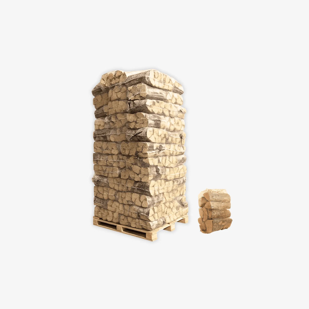 Björkved 77×30L nätsäckar ugnstorkad ved – VedOnline.se