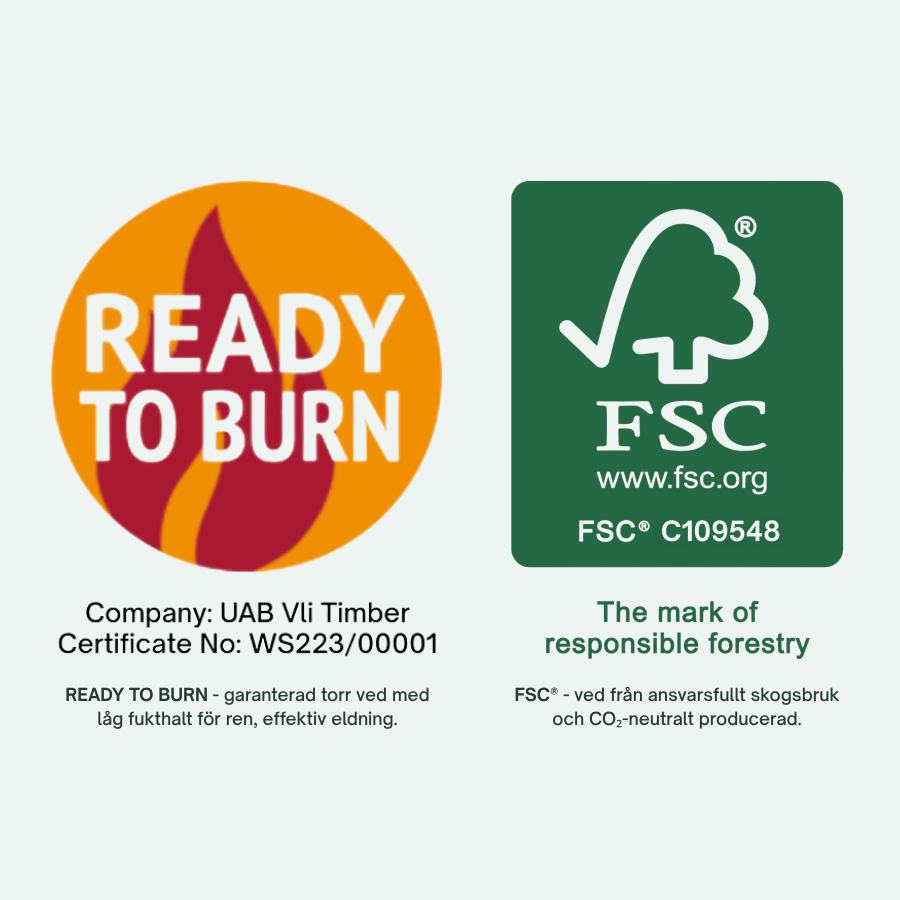 FSC och Ready to Burn-certifiering – torr, miljövänlig och hållbar premiumved från VedOnline.se